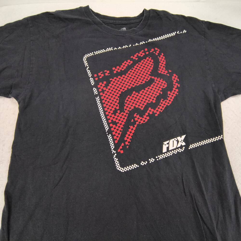 Fox Casual Crew Neck Graphic Short Sleeve T Shirt Mens Size Large L Black Red